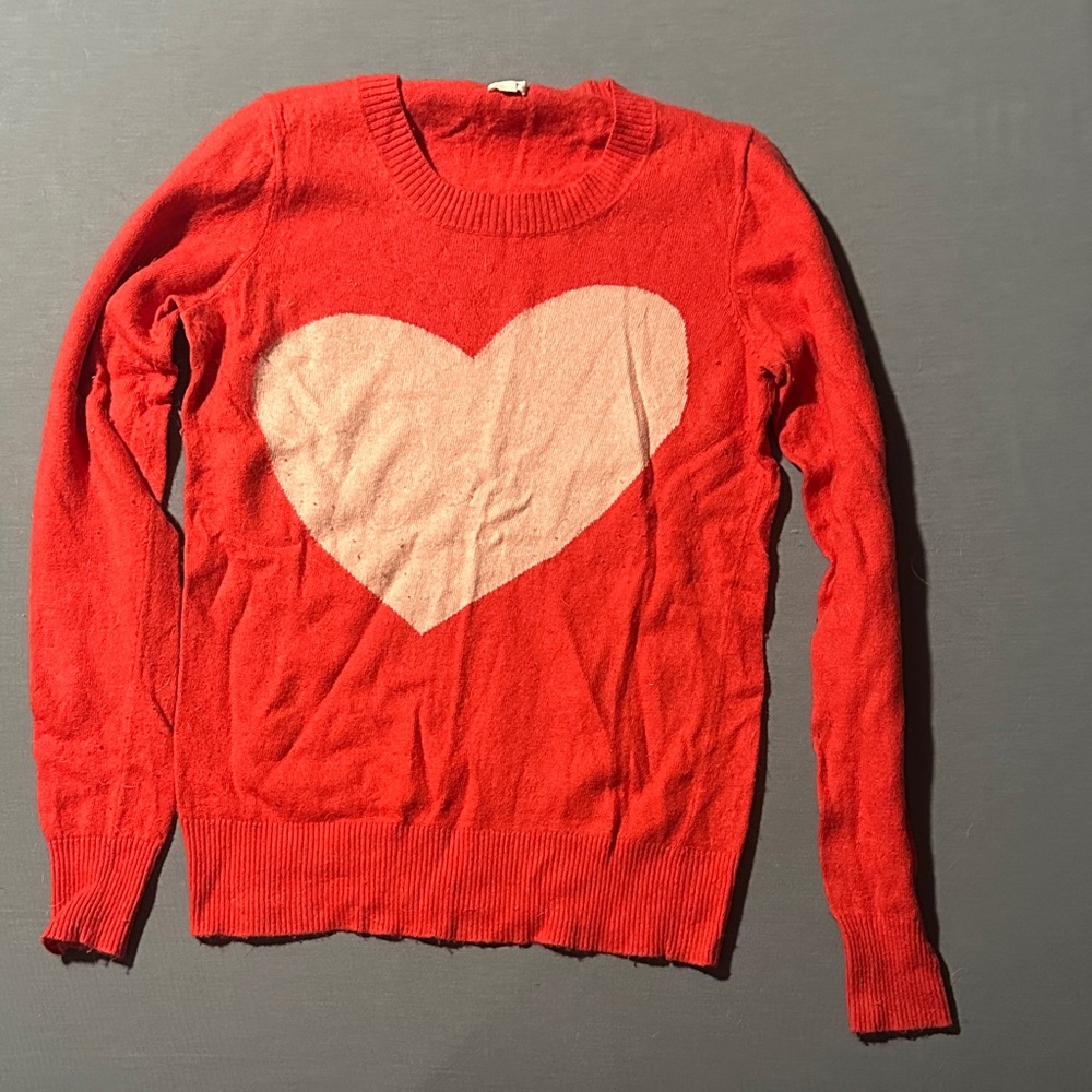 J. Crew Red Sweater with Heart Design